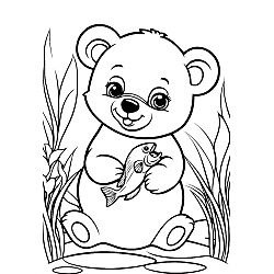 Little Bear With Fish