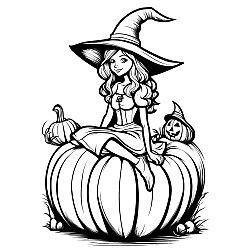 Witch Sitting On A Pumpkin