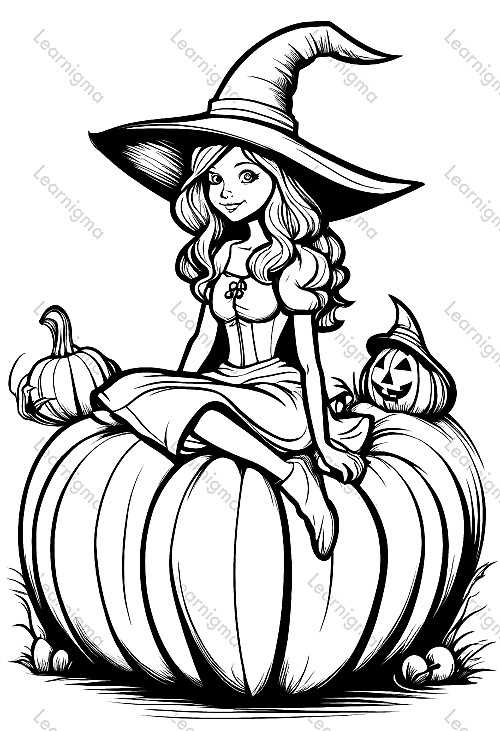 Witch Sitting On A Pumpkin