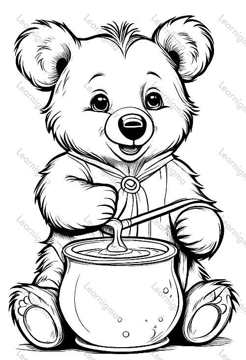 Baby Bear With Pot Of Honey