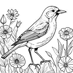 Bird In Flowers