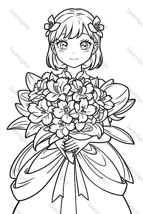 Girl With Bouquet Of Flowers